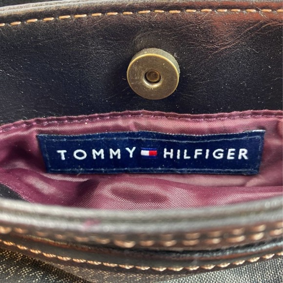 Tommy Hilfiger Womens Crossbody Bag Gray Brown Houndstooth Pocket Logo - Picture 5 of 5